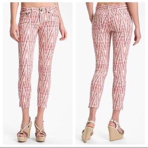 Free People Chevron Print Cropped Skinny Jeans